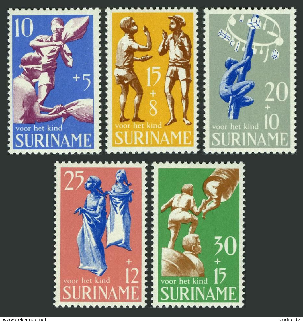 Surinam B157-B161, B159a, MNH. Mi 564-568, Bl.9 Welfare 1969. Children's Games. - Suriname