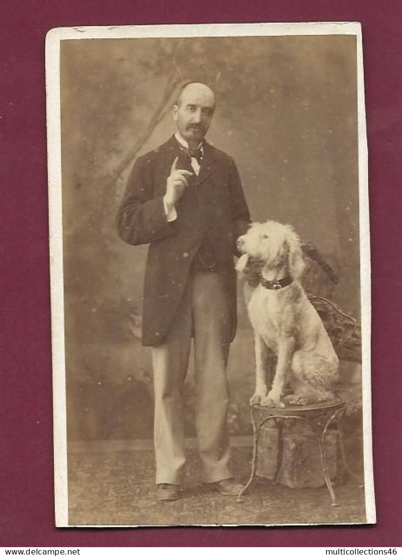 120524 - PHOTO CDV TOULOUSE - Homme Barbu Et Son Chien - Sonstige & Ohne Zuordnung