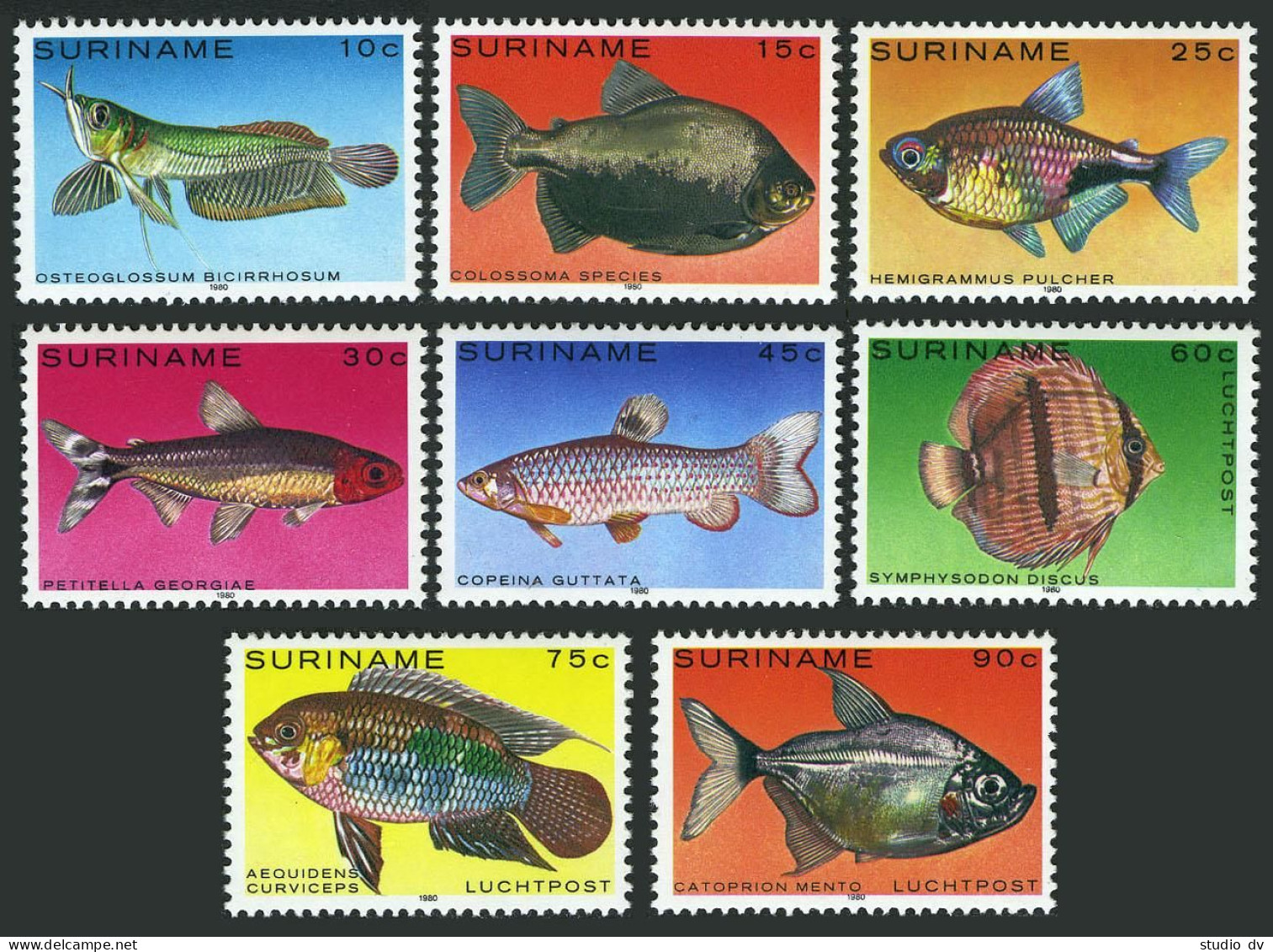Surinam 557-561, C92-C94, MNH. Michel 910-917. Tropical Fish, 1980. - Suriname