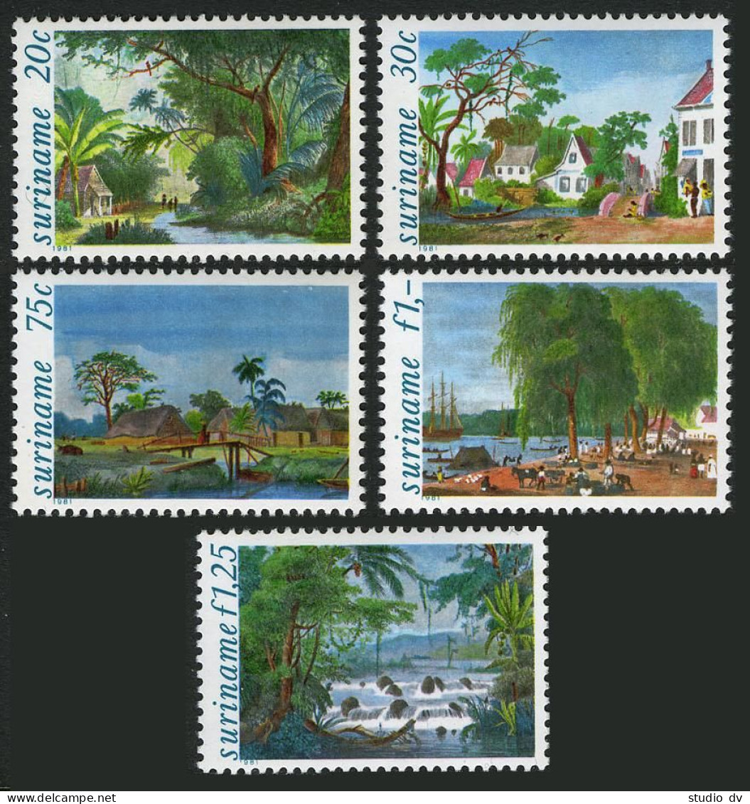 Surinam 583-587,586a,MNH. Mi 957-961,Bl.31. Paintings By Benoit: Landscapes.1981 - Surinam