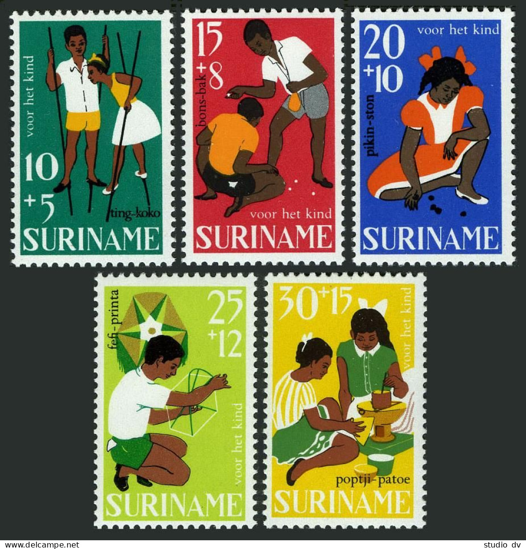 Surinam B137-B141,B139a Sheet, MNH. Michel 528-532,Bl.7. Children's Games, 1967. - Suriname
