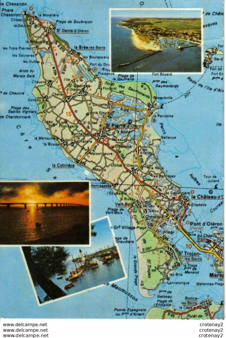 17 ILE D'OLERON En 1976 D'après Carte Michelin N°71 Carte Plan Et 3 Vues Coucher De Soleil - Ile D'Oléron