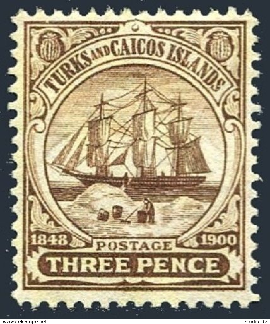 Turks & Caicos 12 Wmk 3, Hinged. Mi . Dependency Badge Caravel, 1908. - Turks & Caicos