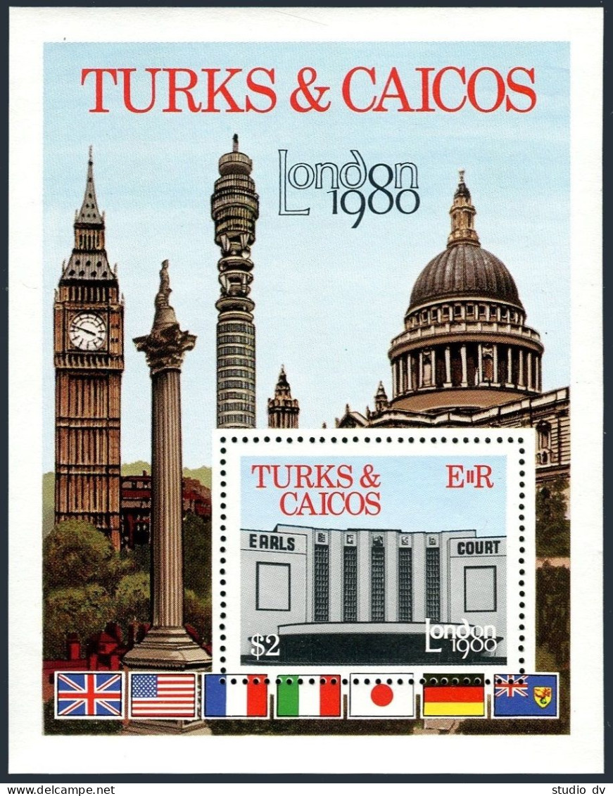 Turks & Caicos 431-432, 433, MNH. Mi 487-488 Bl.22. PhilEXPO LONDON-1980. - Turks & Caicos (I. Turques Et Caïques)