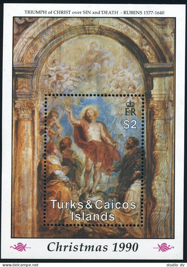 Turks & Caicos 876, MNH. Michel Bl.95. Paintings By Peter Paul Rubens, 1990. - Turks- En Caicoseilanden
