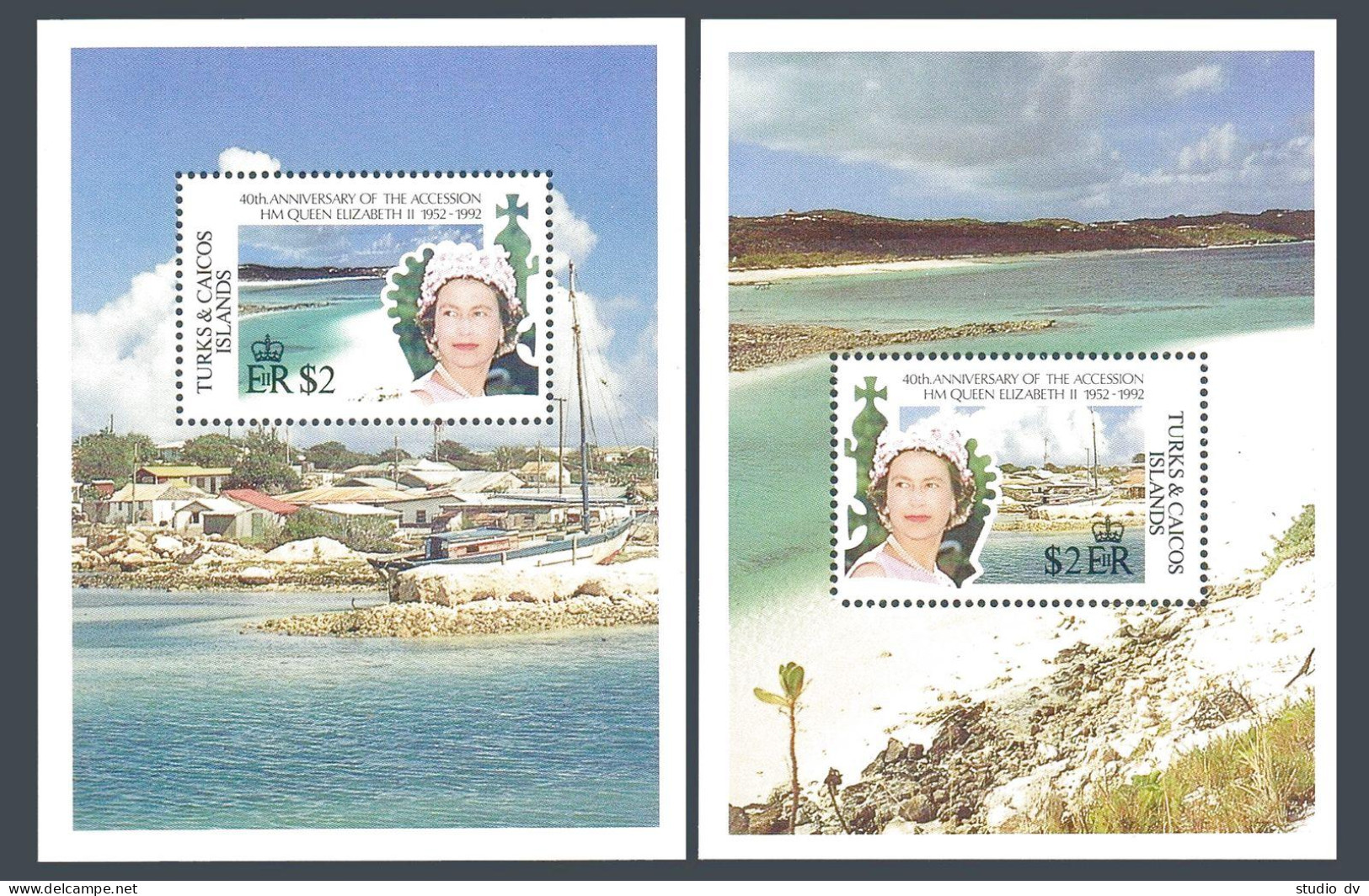 Turks & Caicos 978-985, 987, MNH. Queen Elizabeth II Accession To Throne, 1992. - Turks & Caicos