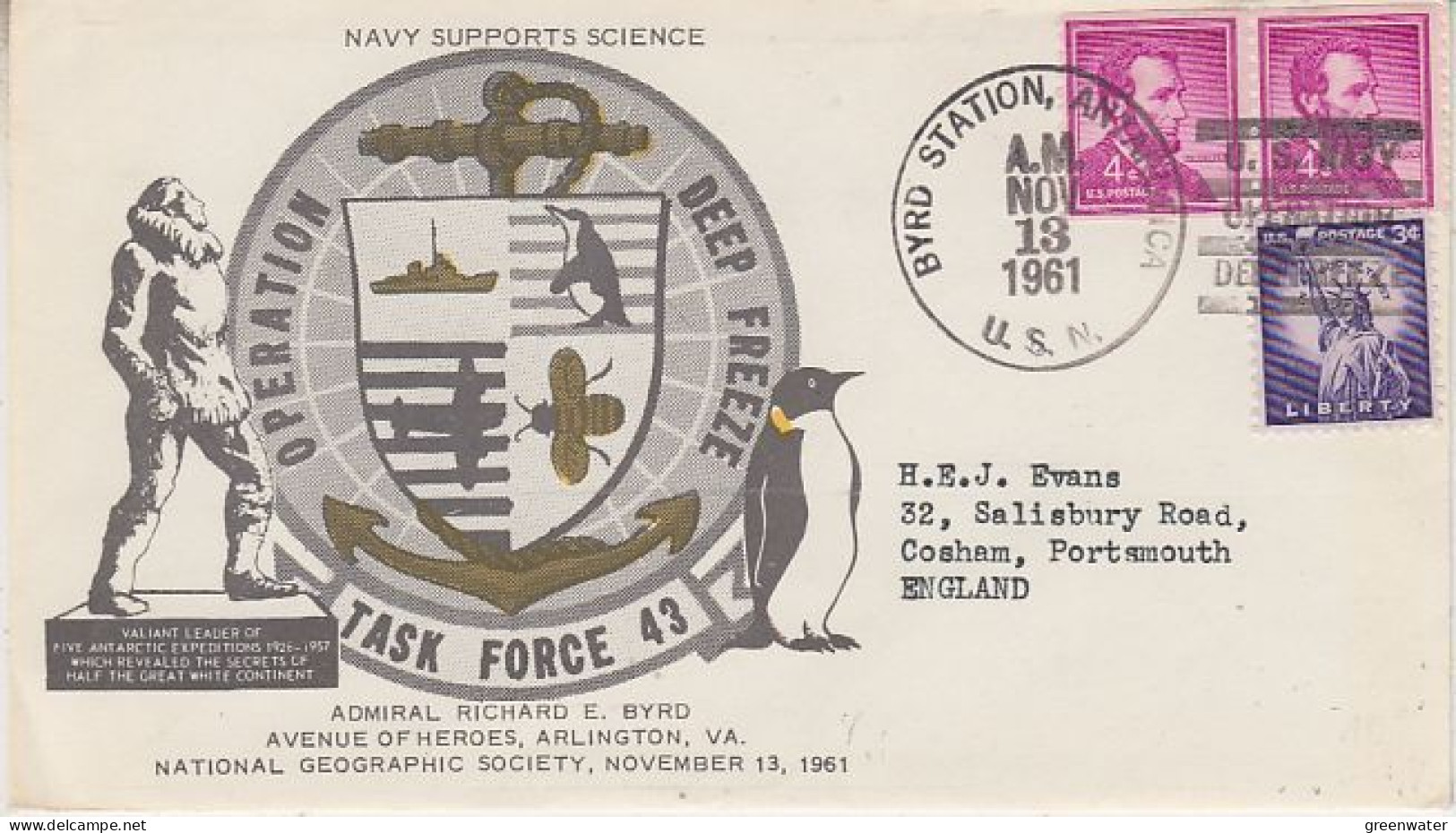 USA 1961 Operation Deep Freeze Tast Force 43 Ca Byrd Station NOV 13 1961 (59798) - Forschungsstationen