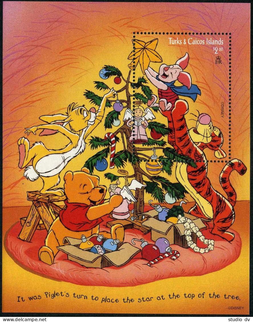 Turks & Caicos 1221-1222, MNH. Christmas 1996. Winnie The Pooh, Walt Disney. - Turks And Caicos