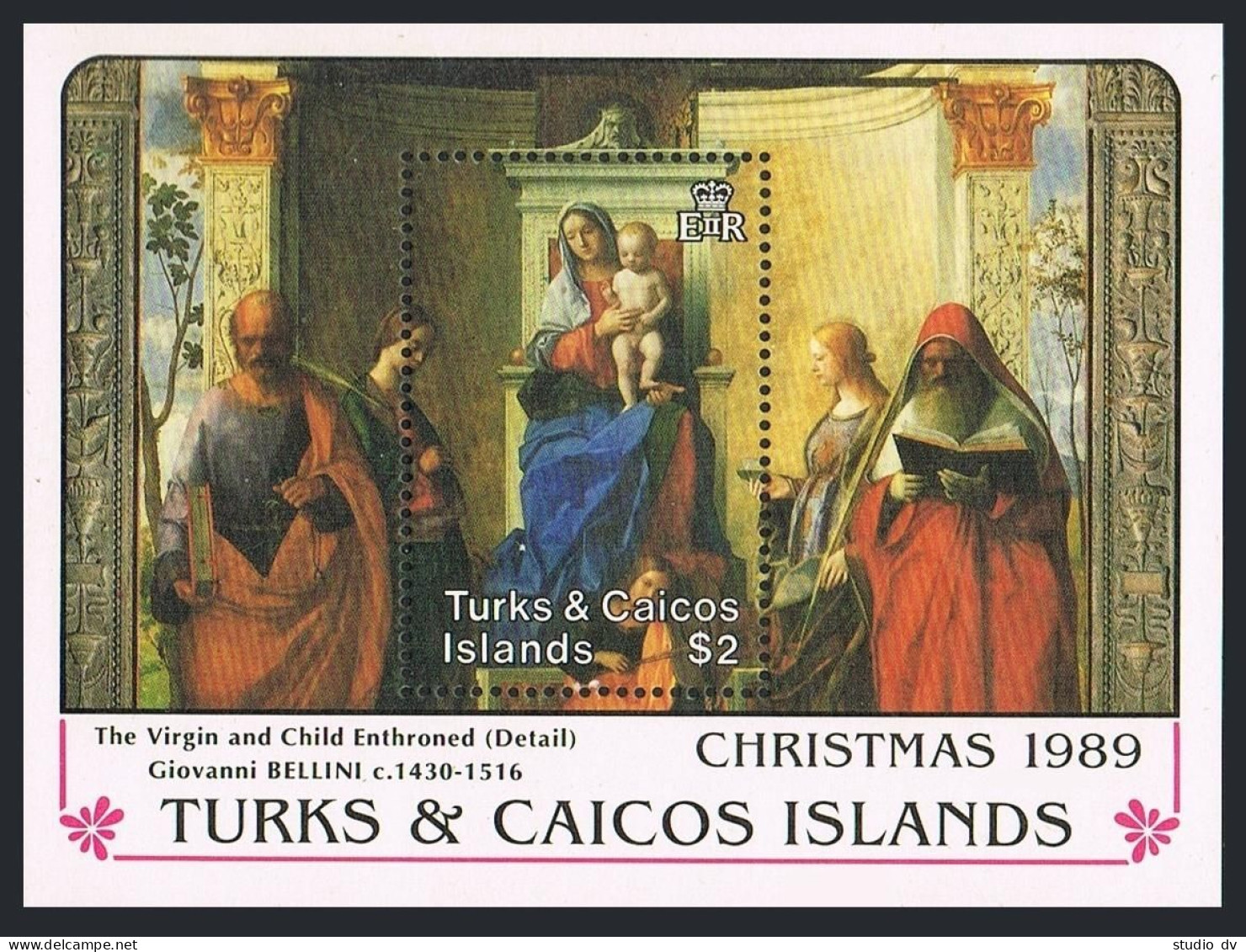 Turks & Caicos 788, MNH. Mi Bl.78. Christmas 1988. Paintings, Giovanni Belinni. - Turks & Caicos