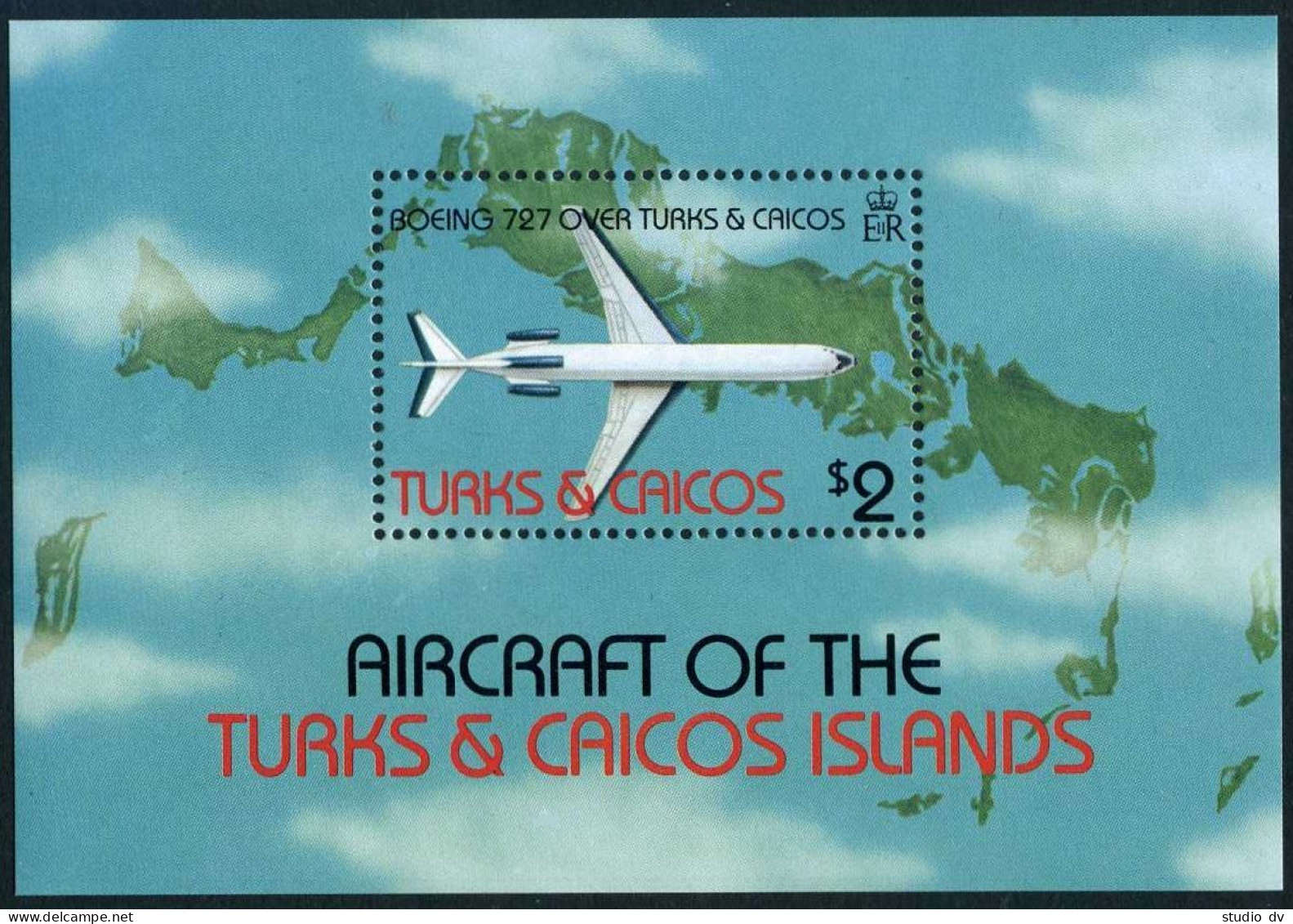 Turks & Caicos 539, MNH. Michel 609 Bl.40. Aircraft 1982. Boeing 727-200. - Turks & Caicos