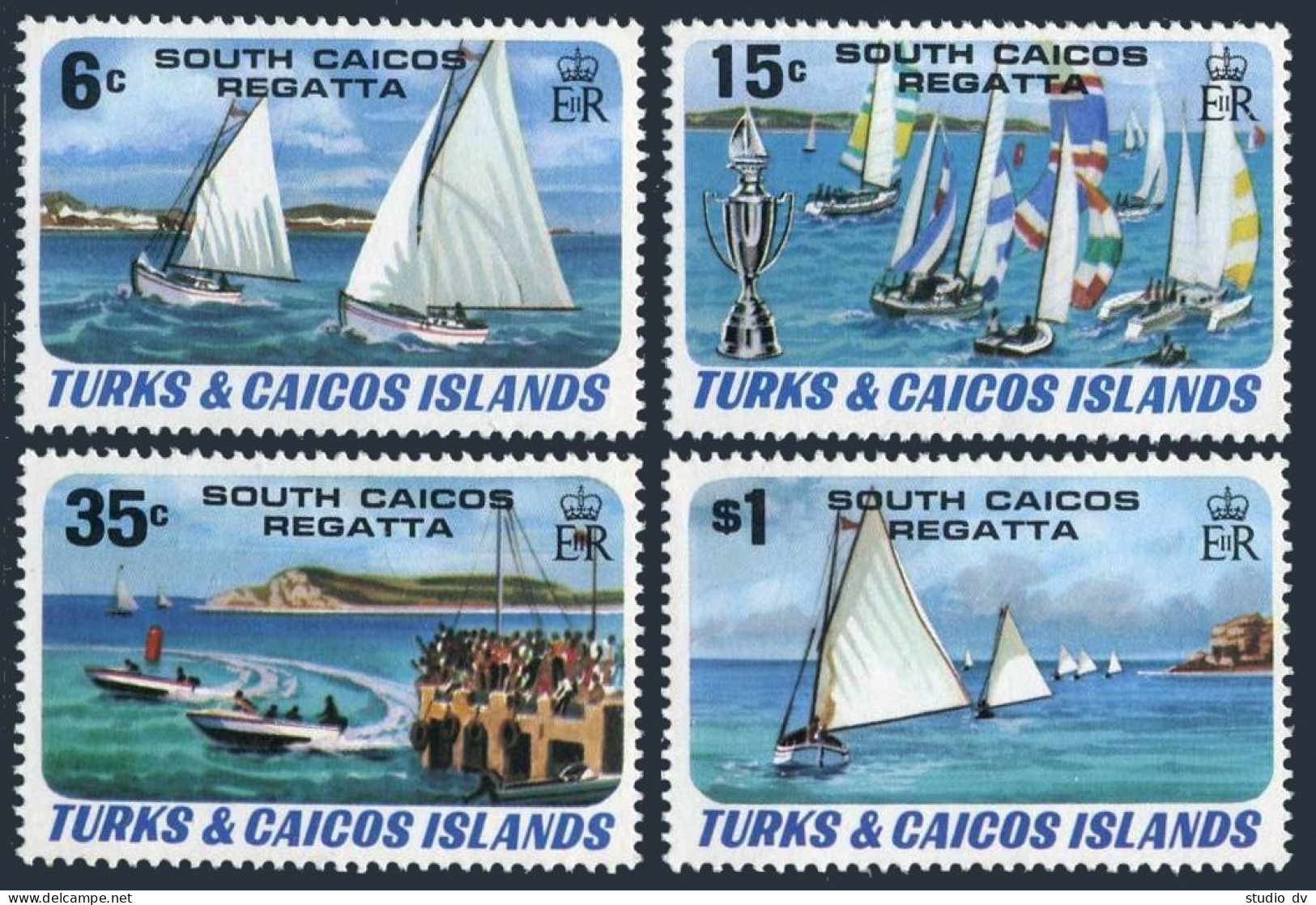 Turks & Caicos 463-466, MNH. Michel 513-516. South Caicos Regatta 1951. Yachts. - Turks And Caicos