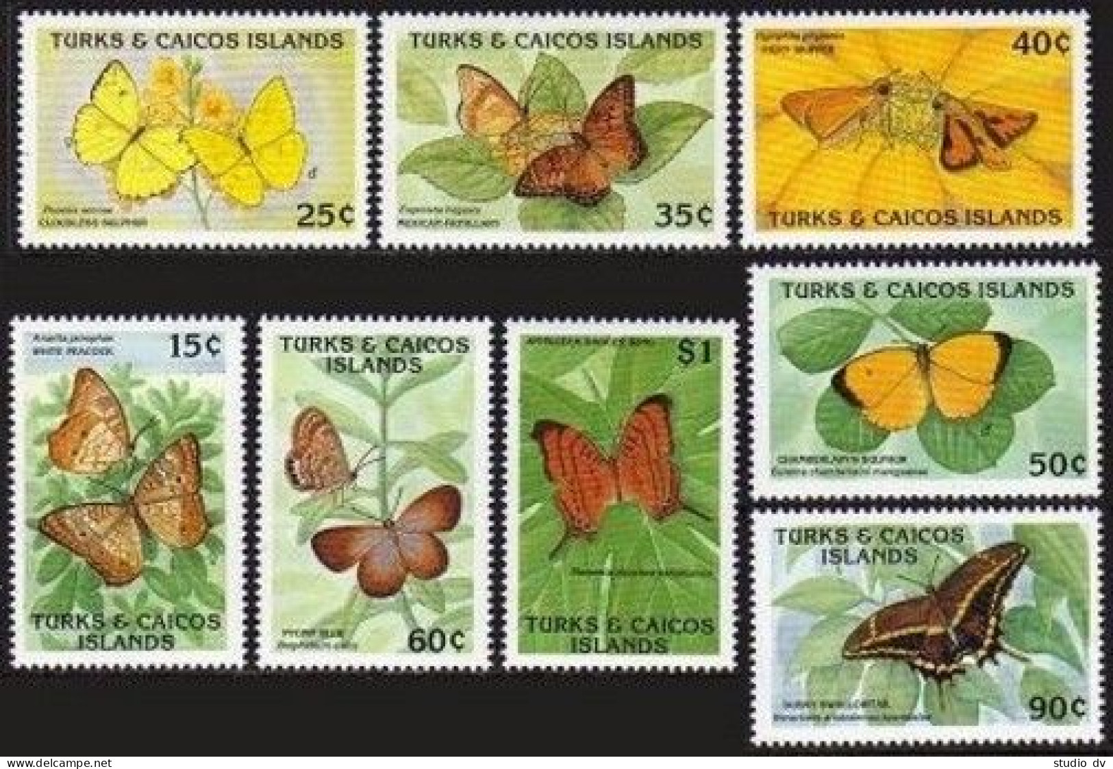 Turks & Caicos 826-833, MNH. Michel 910-917. Butterflies 1990. - Turcas Y Caicos