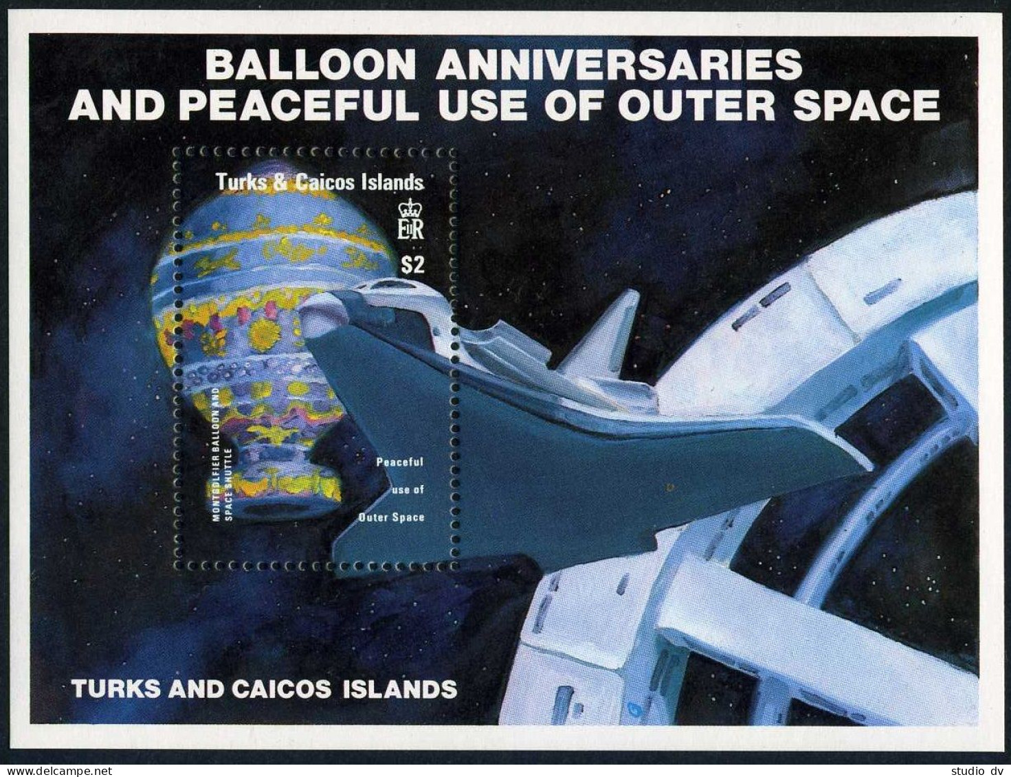 Turks & Caicos 577, MNH. Mi Bl.45. Manned Flight-200,1983. Montgolfier, Colombia - Turks & Caicos (I. Turques Et Caïques)