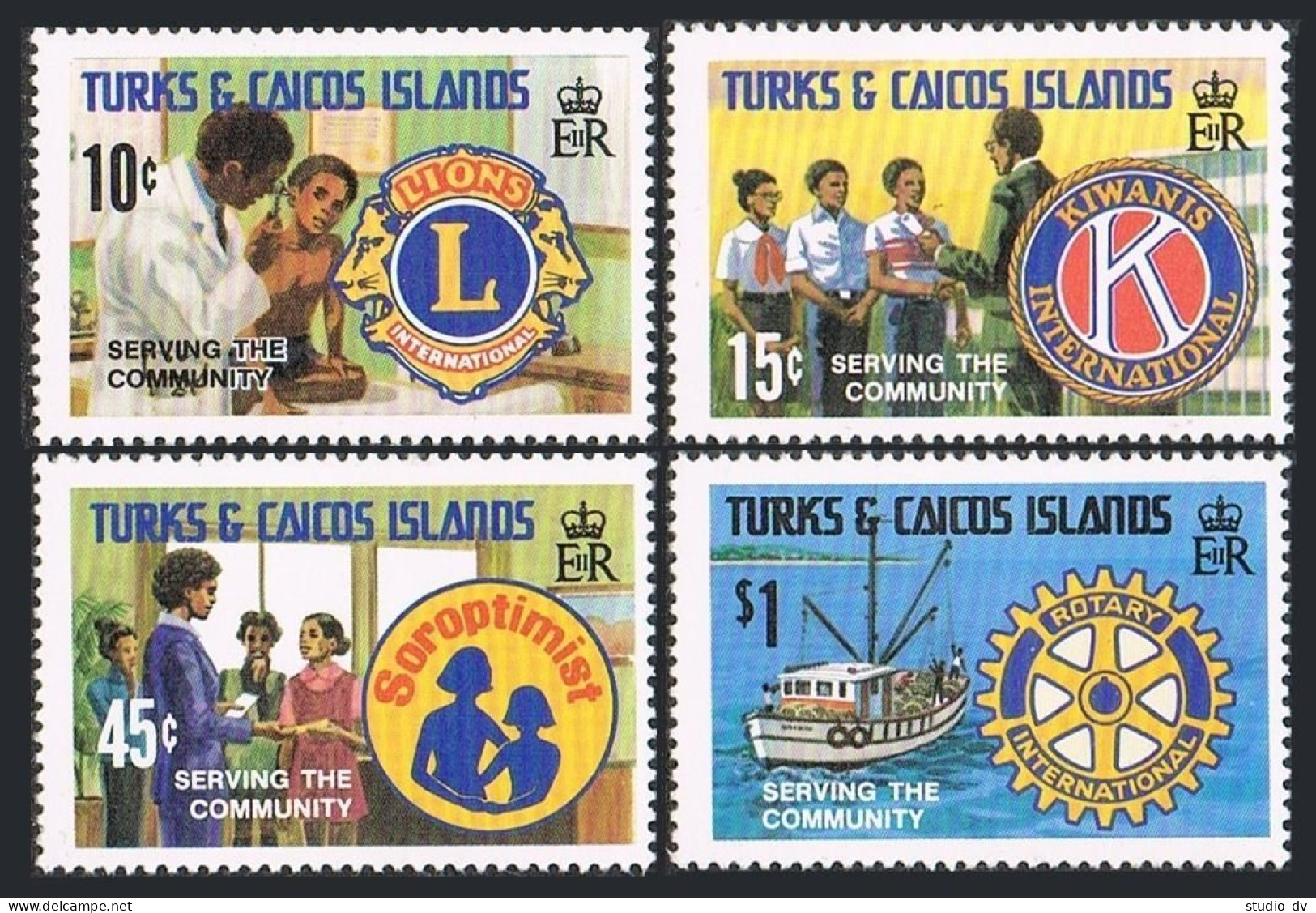 Turks & Caicos 452-456,MNH. Mi 498-501,Bl.24. Lions, Kiwanis, Rotary Clubs, 1980 - Turks & Caicos (I. Turques Et Caïques)