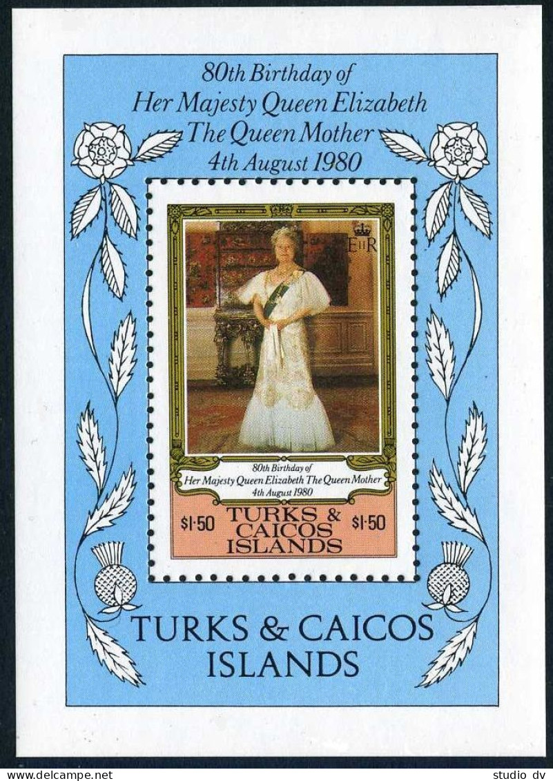 Turks & Caicos 440,sheet, 441, MNH. Queen Mother Elizabeth, 80th Birthday, 1980. - Turcas Y Caicos