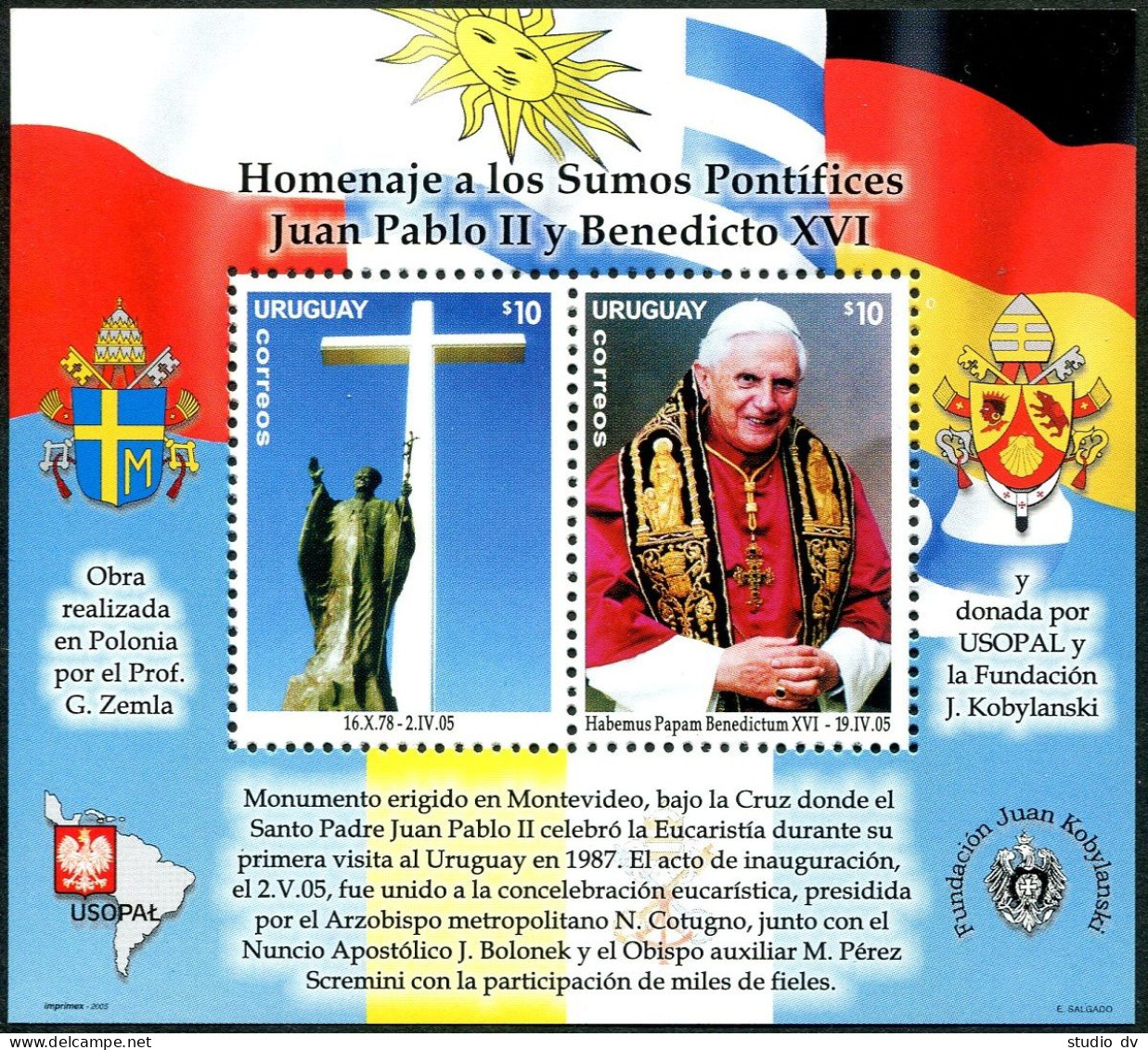 Uruguay 2114, MNH. Death Of Pope John Paul II And Election Of Pope Benedict XVI. - Uruguay