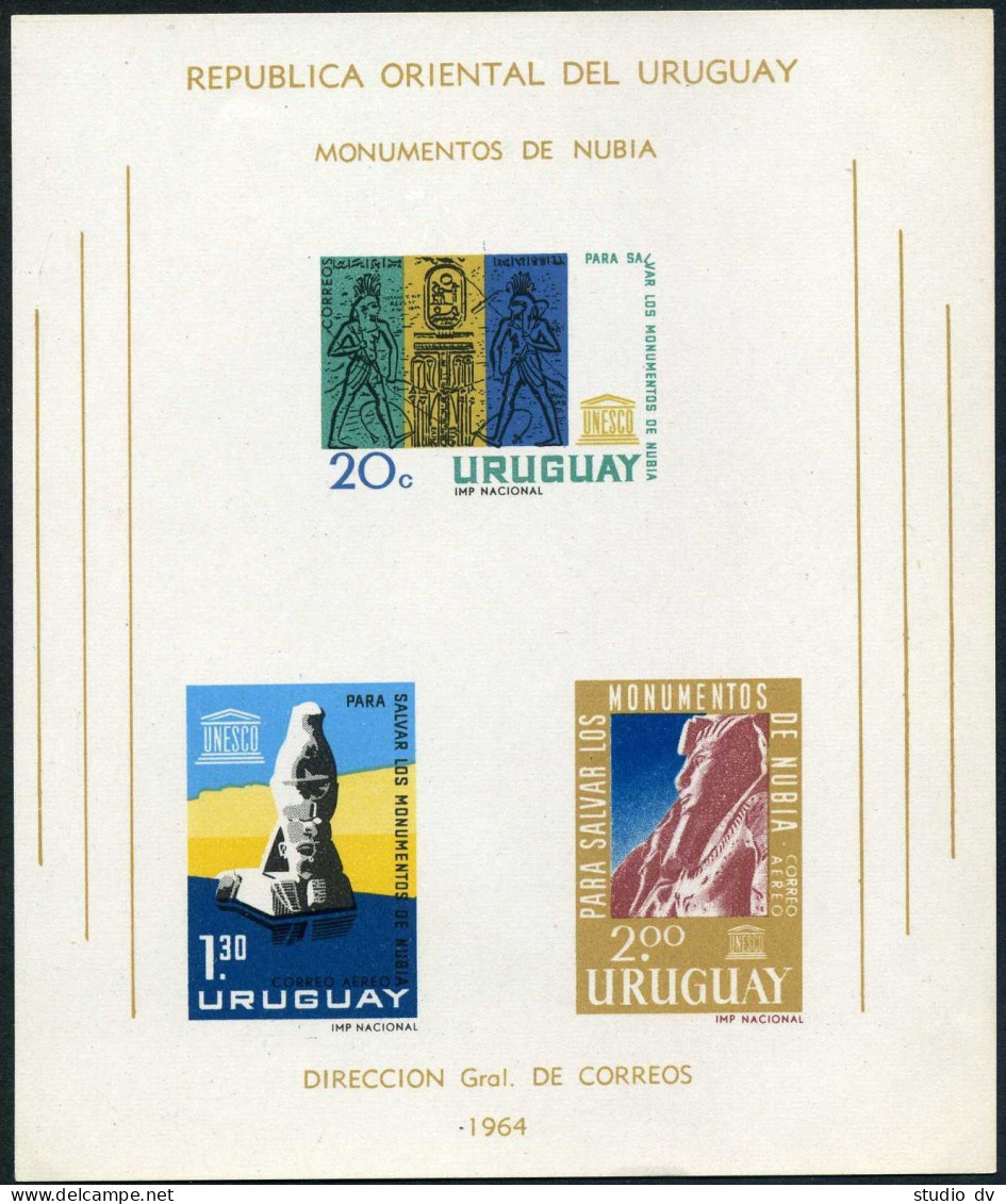 Uruguay C267a Ten Sheets,MNH. Mi Bl.5. Monuments In Nubia.Ramses II.UNESCO 1964. - Uruguay