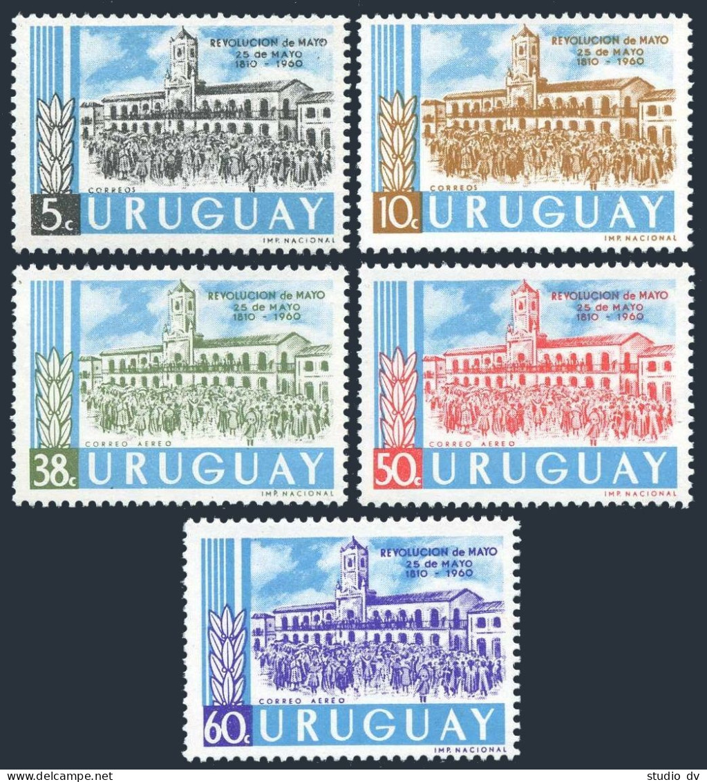 Uruguay 658-659,C208-C210,hinged.Mi 891-895. May Revolution Of 1810,150th Ann. - Uruguay