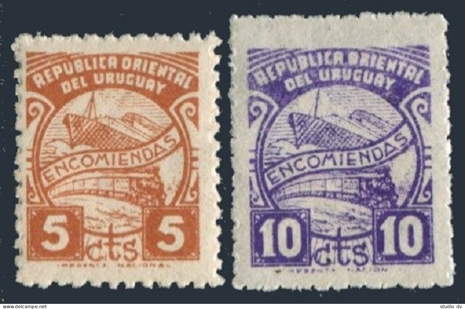 Uruguay Q70-Q71 Blocks/8, MNH. Michel Pt 66-67. Parcel Post 1952. Ship & Train. - Uruguay