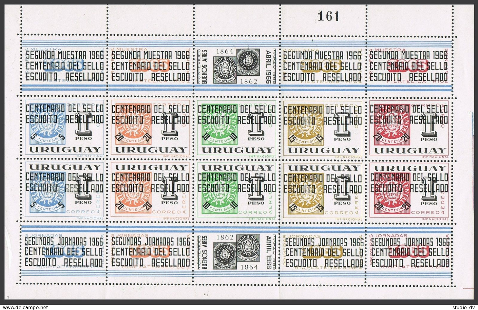 Uruguay C298 Sheet, MNH. Michel 1050-1059. 2st Rio De La Plata Stamp Show, 1966. - Uruguay