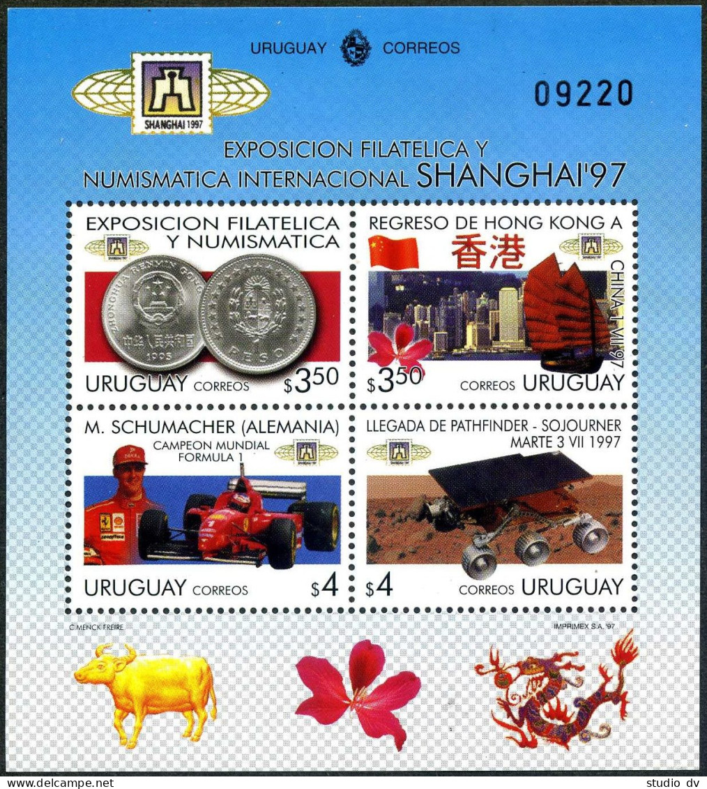Uruguay 1694-1695, MNH. Mi Bl.80-81. Shanghai-1997 Stamp & Coin Exhibition. - Uruguay