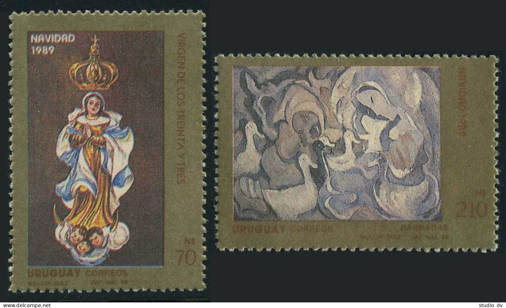 Uruguay 1296-1297, MNH. Mi 1837-1838. Christmas 1989. Virgin Of Trienta Y Tres, - Uruguay