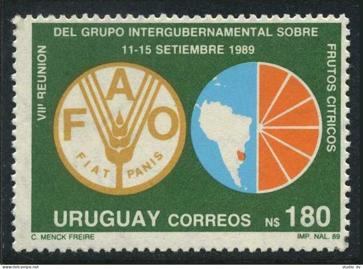 Uruguay 1290, MNH. Mi 1831. FAO, 1989. Intergovernmental Group On Citrus Fruits. - Uruguay