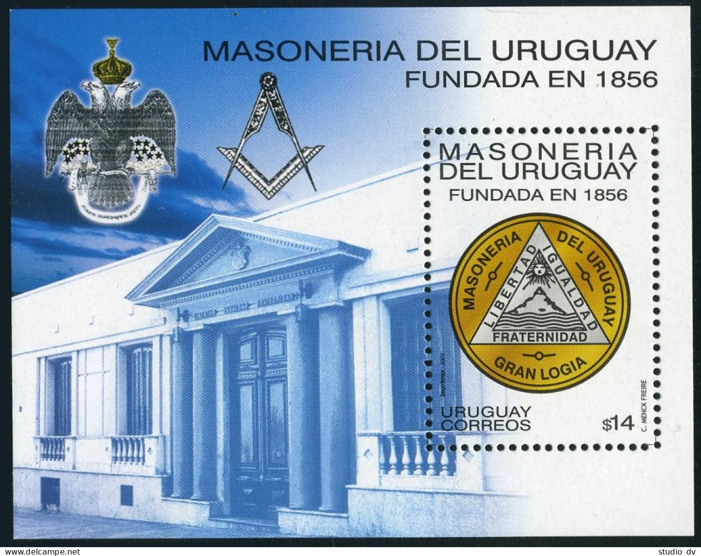 Uruguay 2037 Sheet, MNH. Masons In Uruguay, 147th Ann. 2003. - Uruguay