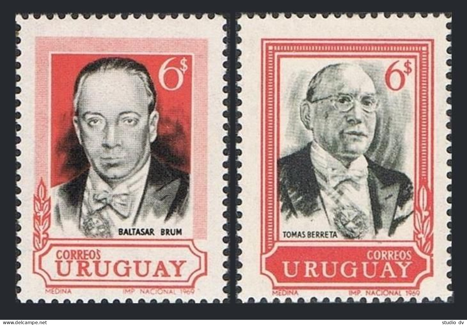Uruguay 767-768, MNH. Michel 1141, 1159. Baltasar Brum, Tomas Berreta, 1969. - Uruguay