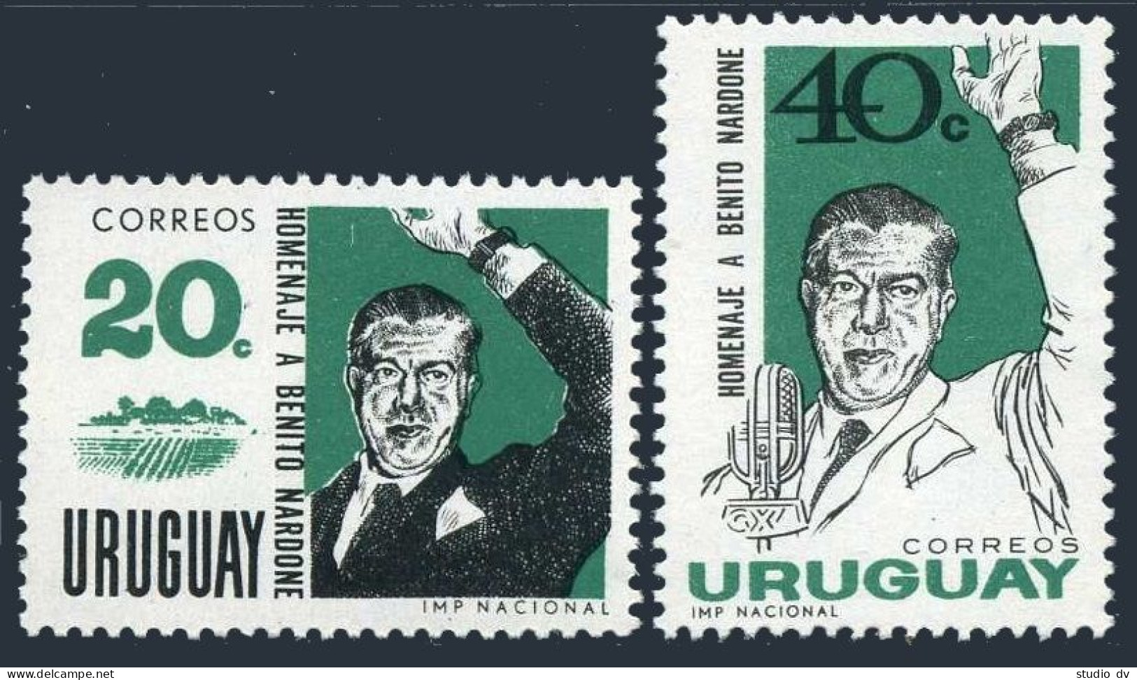 Uruguay 717-718, MNH. Michel 1003-1004. Benito Nardone, President. 1965. - Uruguay