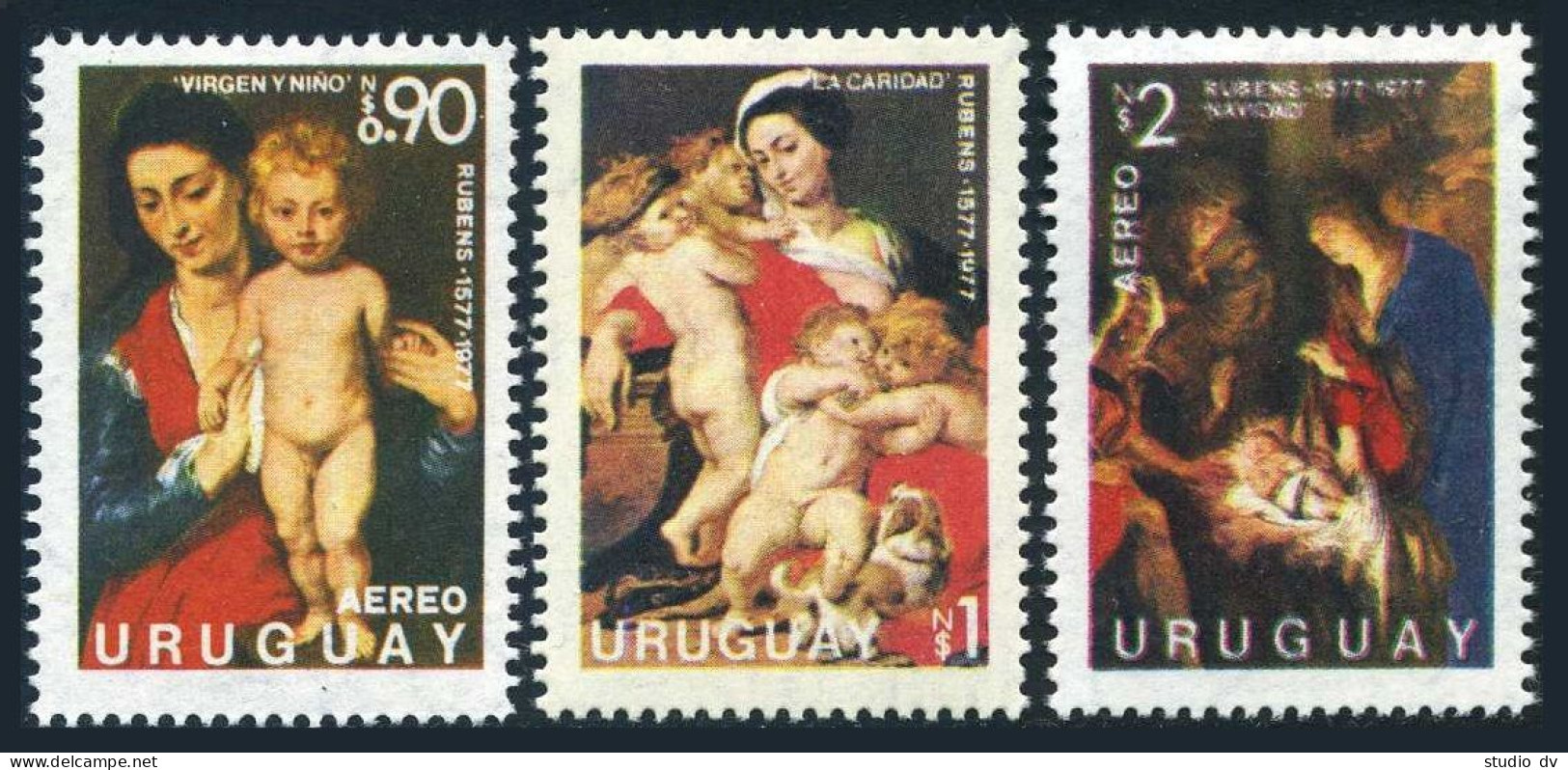 Uruguay 982, C426d, C427b, MNH. Michel 1456,1460,1462. Peter Paul Rubens, 1977.  - Uruguay