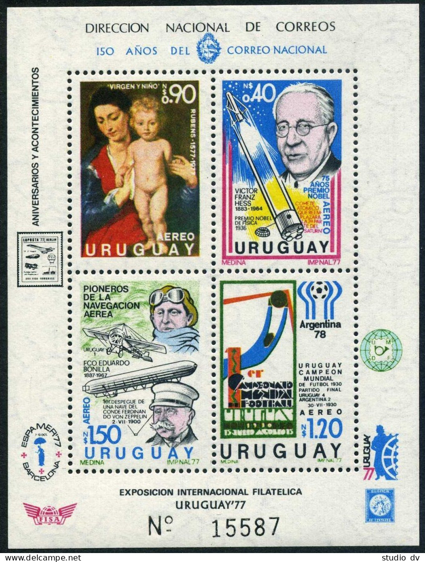 Uruguay 978-982a,C426-C427, MNH. Nobel Prizes; Argentina-1978, Aviation, Rubens. - Uruguay