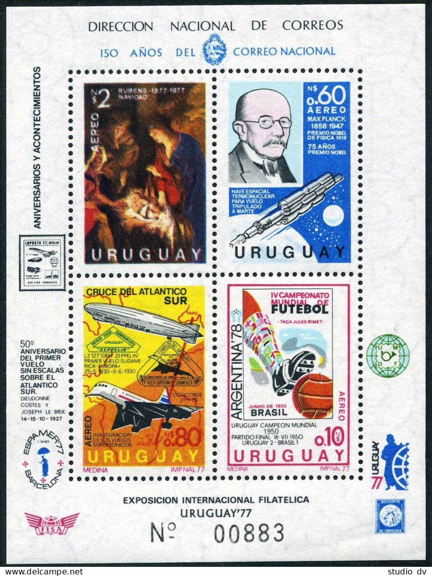 Uruguay 978-982a,C426-C427, MNH. Nobel Prizes; Argentina-1978, Aviation, Rubens. - Uruguay