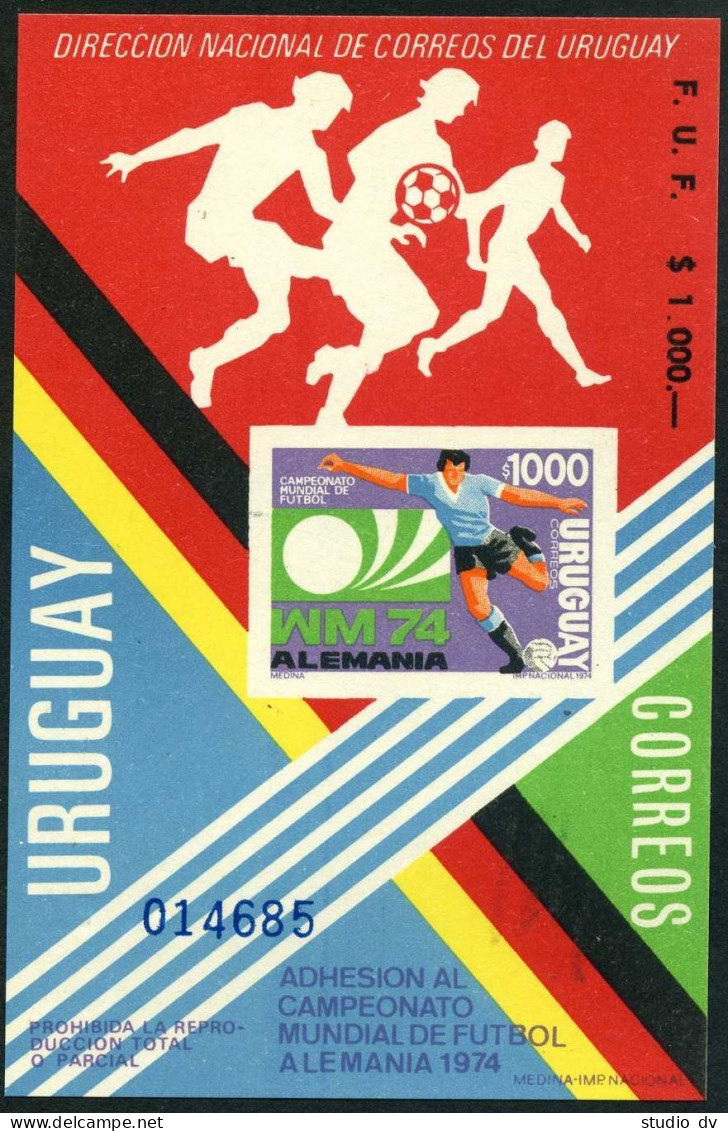 Uruguay 879-881.881a, MNH. Michel 1302-1304,Bl. World Soccer Cup Munich-1974. - Uruguay