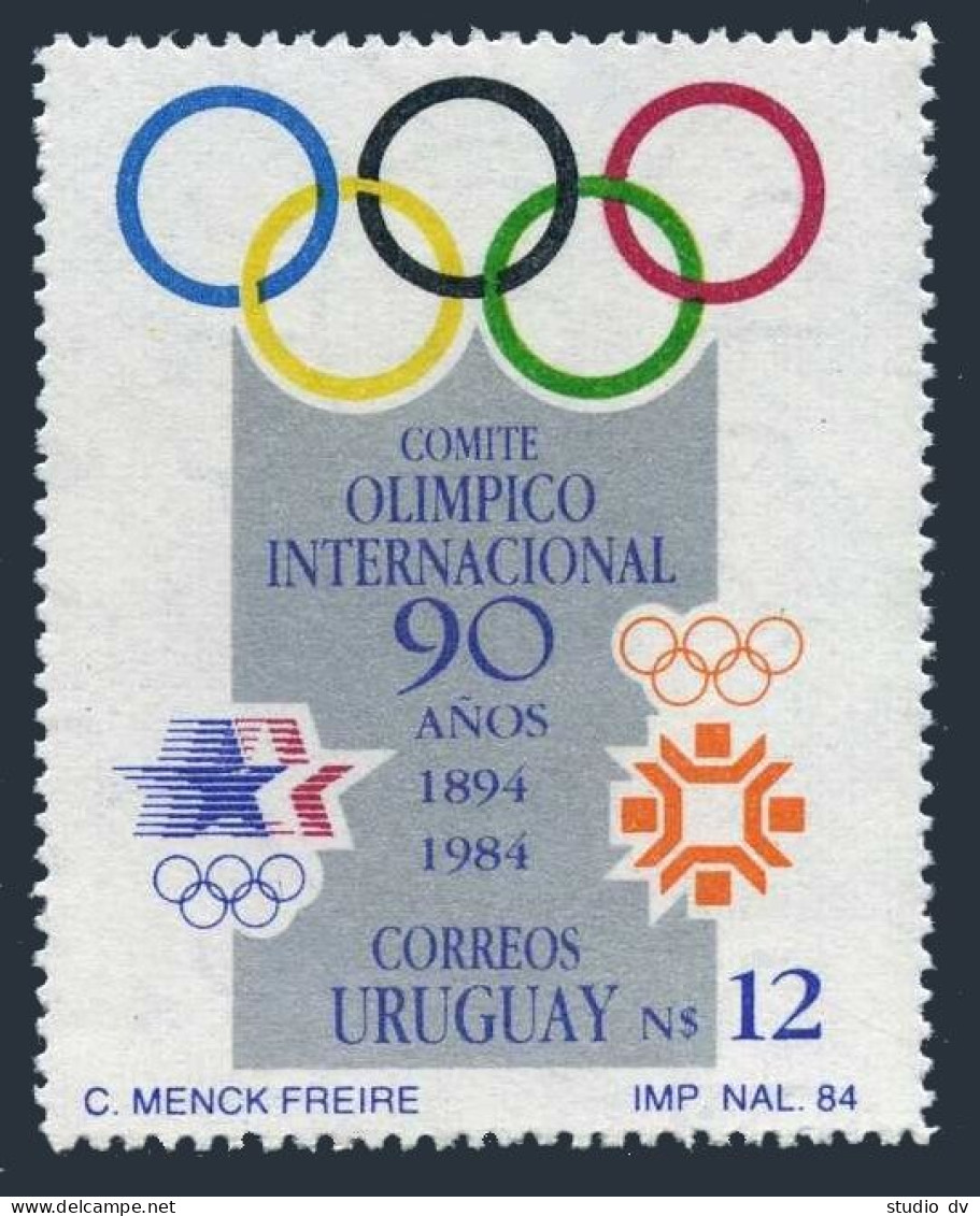 Uruguay 1172, MNH. Michel 1706. International Olympic Committee, 90th Ann. 1985. - Uruguay