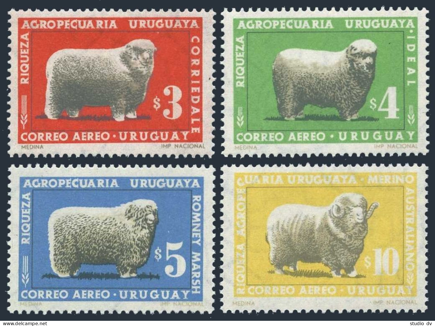 Uruguay C304-C307, MNH. Michel 1070-1073. Uruguayan Sheep Raising, 1967. Rams. - Uruguay