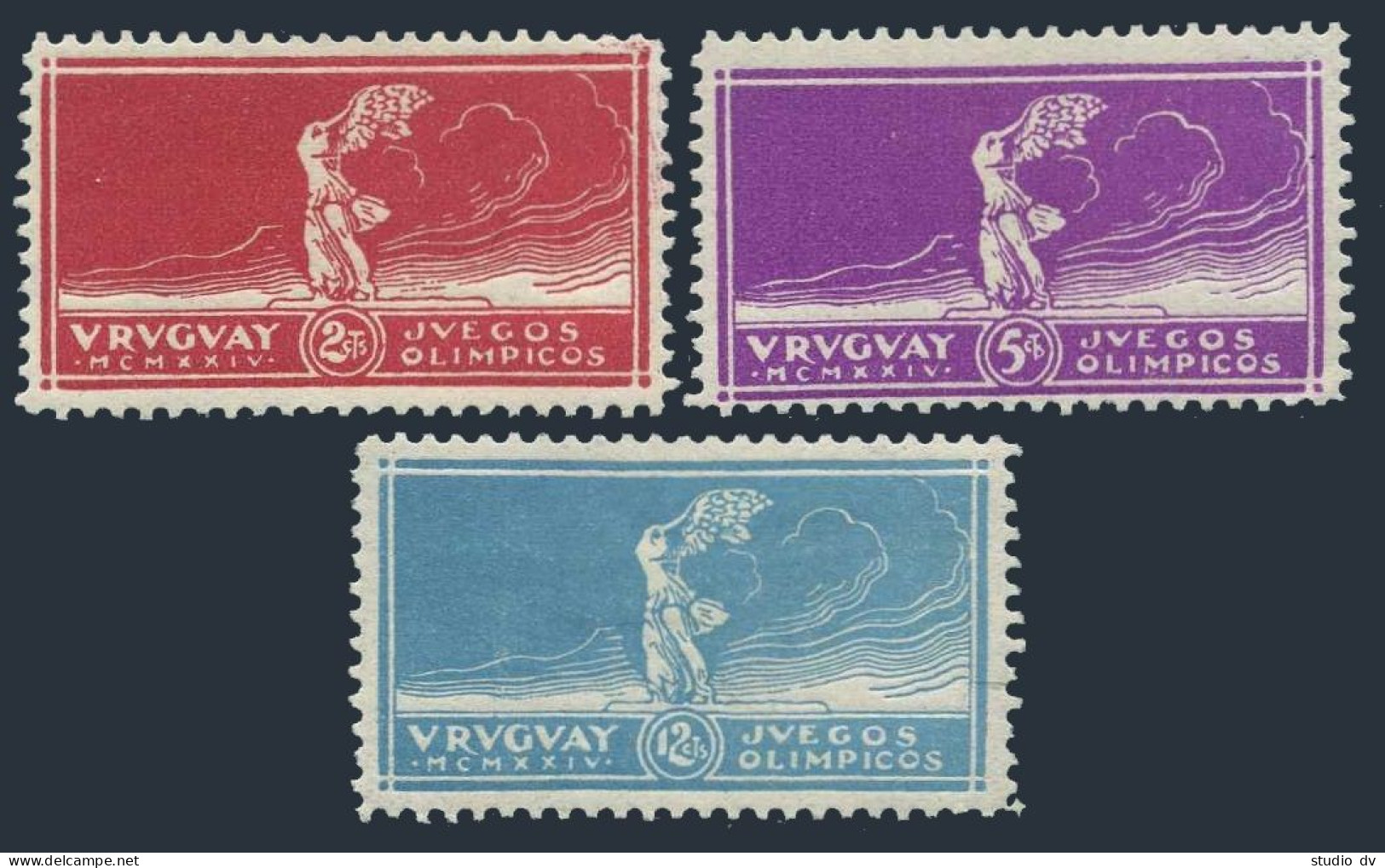 Uruguay 282-284, Hinged. Mi 174-175. Olympics Paris-1924.Victory Of Ssamothrace. - Uruguay