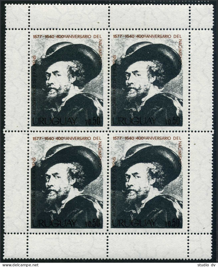 Uruguay 1005,C431 Sheets/4, MNH. Michel 11490,1492 Klb. Peter Paul Rubens,1978.  - Uruguay