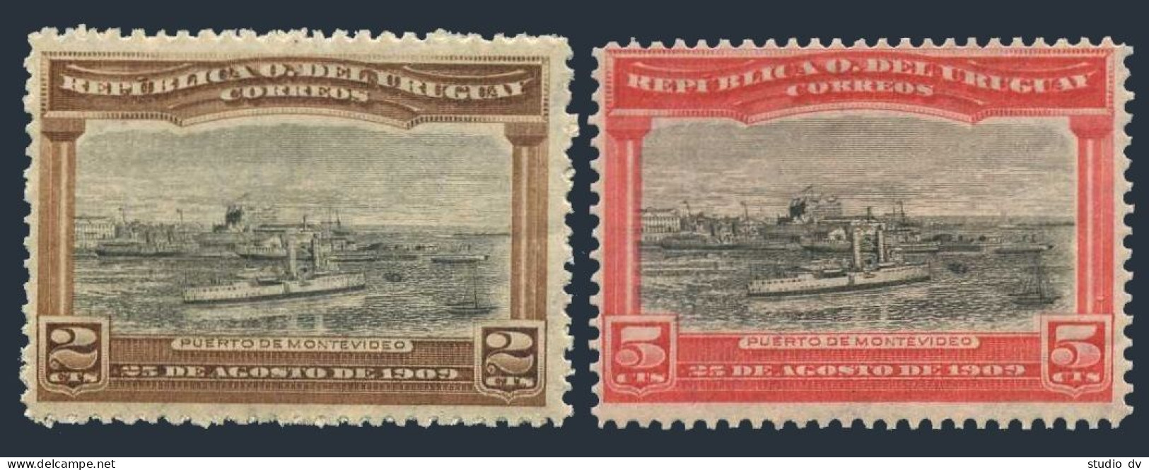 Uruguay 177-178,MNH.Michel 174-175. Port Of Montevideo,1909.Ships. - Uruguay
