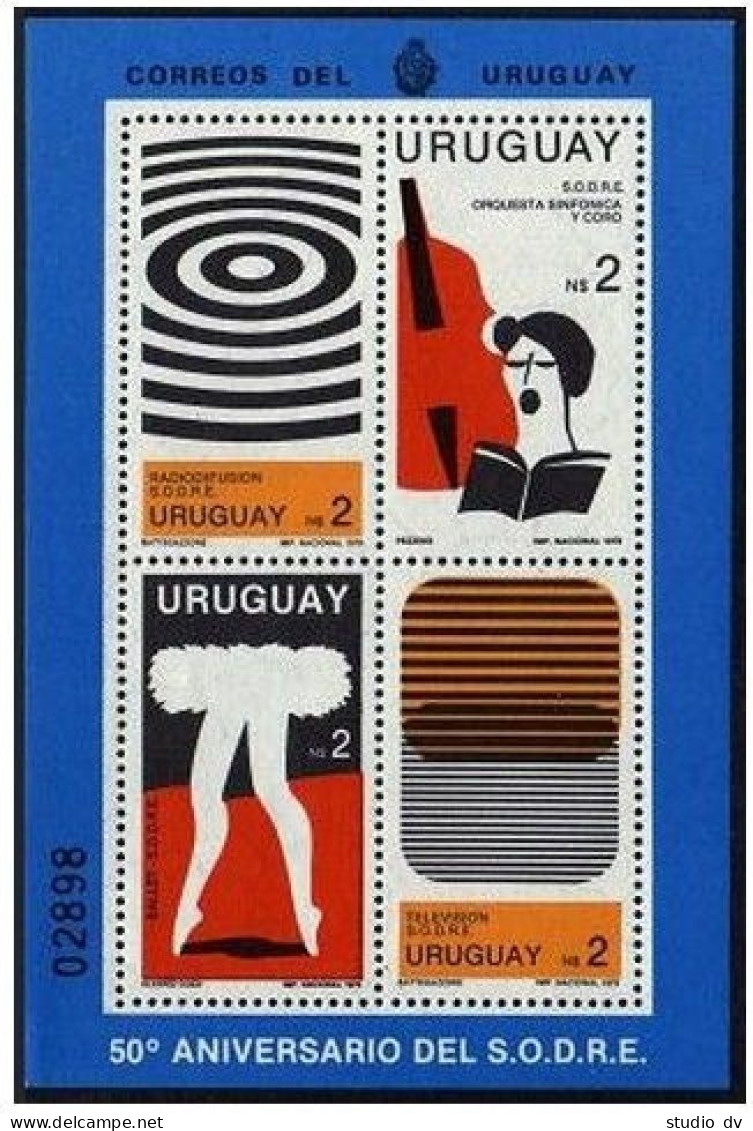 Uruguay 1060 Ad Sheet, MNH. Mi 1577-1580 Bl.47. Performing Art Society, 50, 1980 - Uruguay