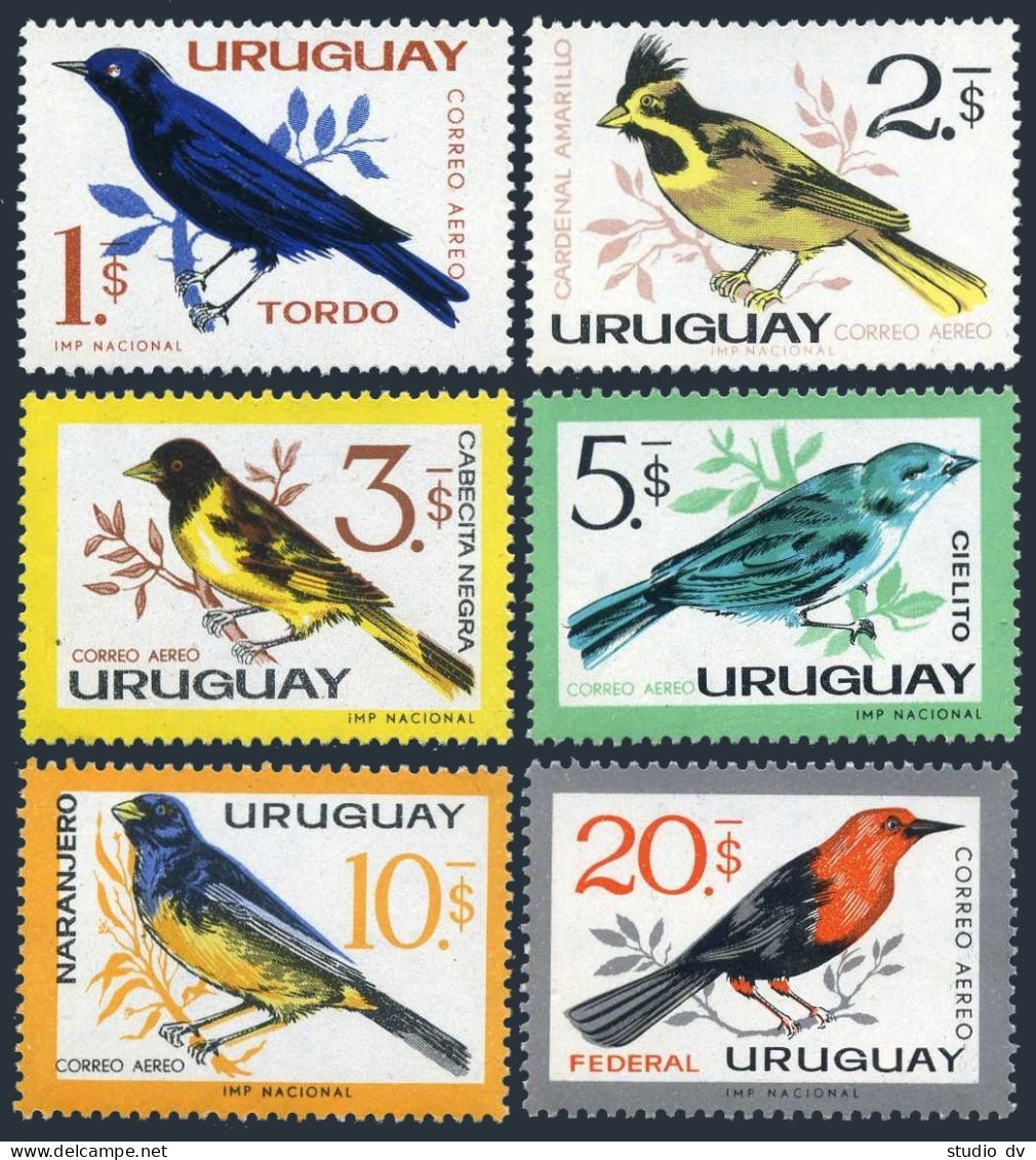 Uruguay C258-C263, MNH. Michel 945,948-952. Birds 1963: Tordo, Yellow Cardinal, - Uruguay