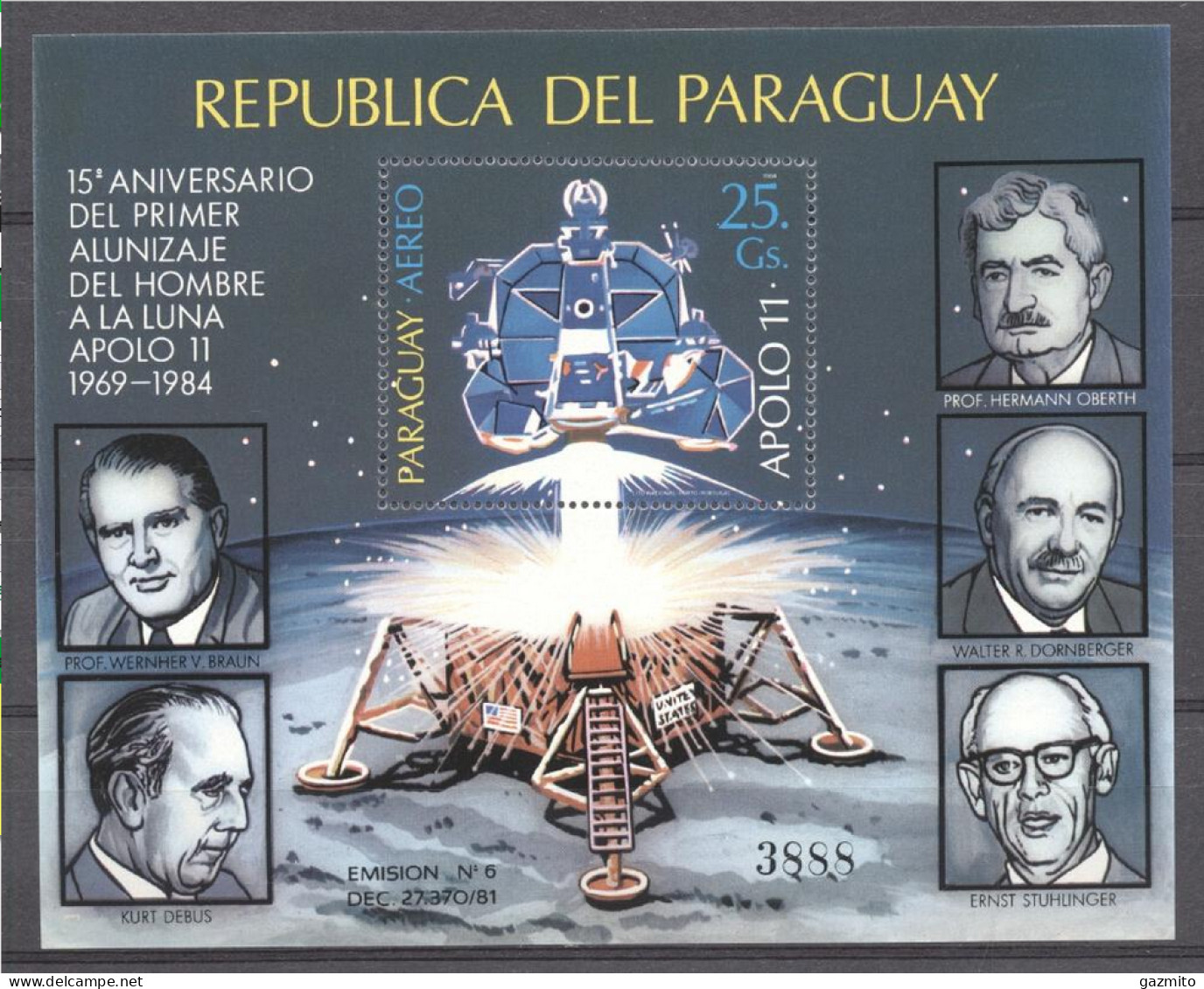 Paraguay 1984, 15th Man On The Moon, BF - Sud America