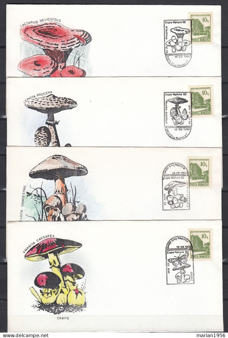 10 Enveloppes 1992 CHAMPIGNONS - MUSHROOMS - Cachets Illustrees - Pilze