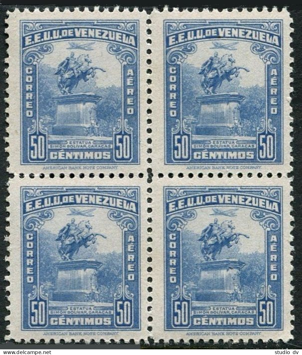 Venezuela C152 Block/4, MNH. Mi 359. Air Post 1944. Bolivar Statue, Caracas. - Venezuela