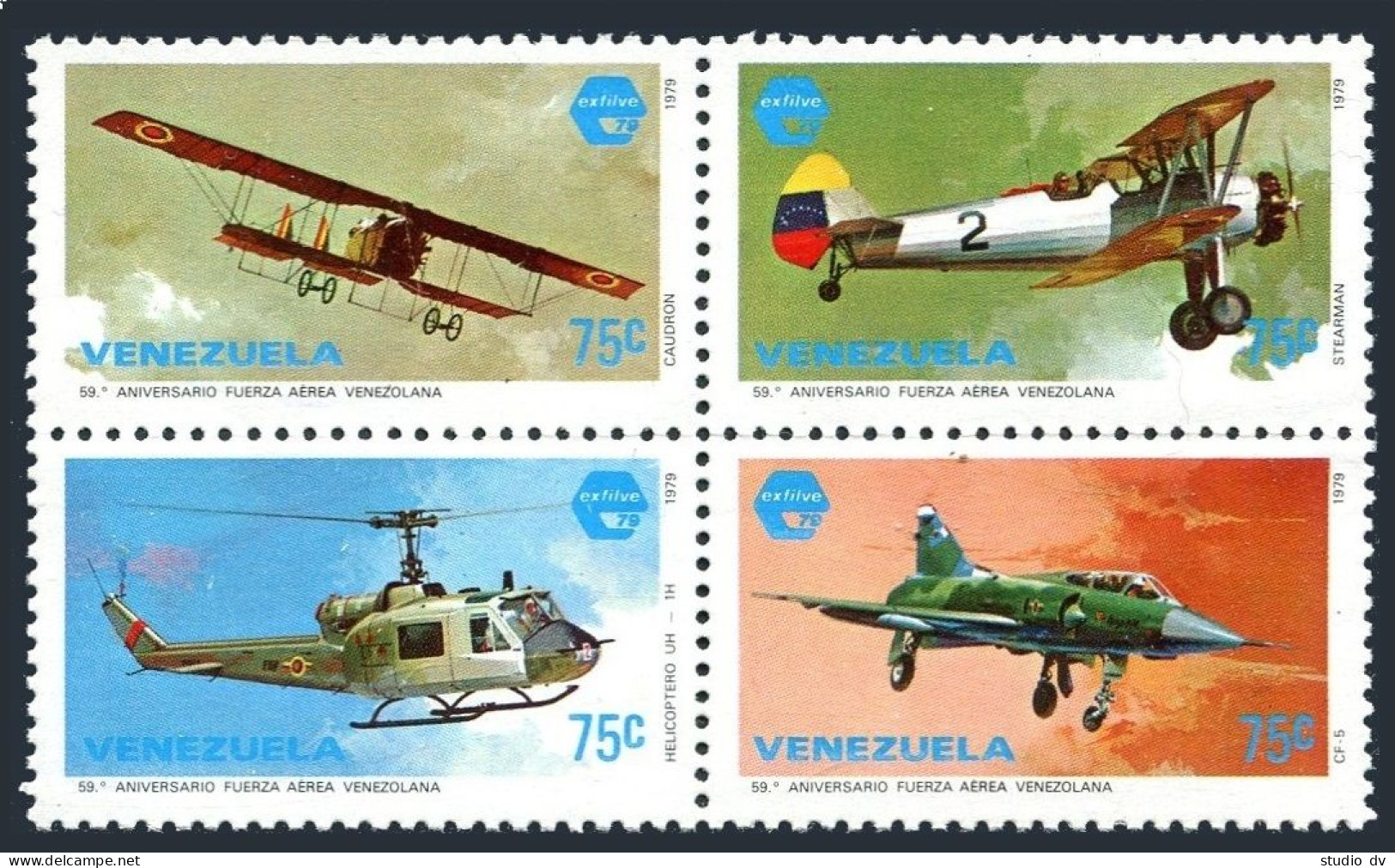 Venezuela 1218-1221a Block. Mi . Air Force, 50th Ann. 1979. - Venezuela
