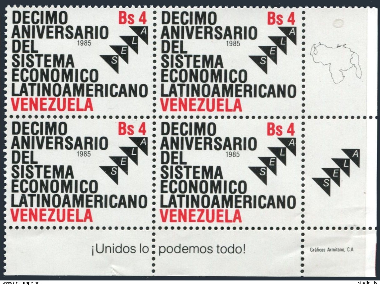 Venezuela 1337 Block/4,MNH.Mi 2294. Latin American Economic System,10th Ann.1985 - Venezuela
