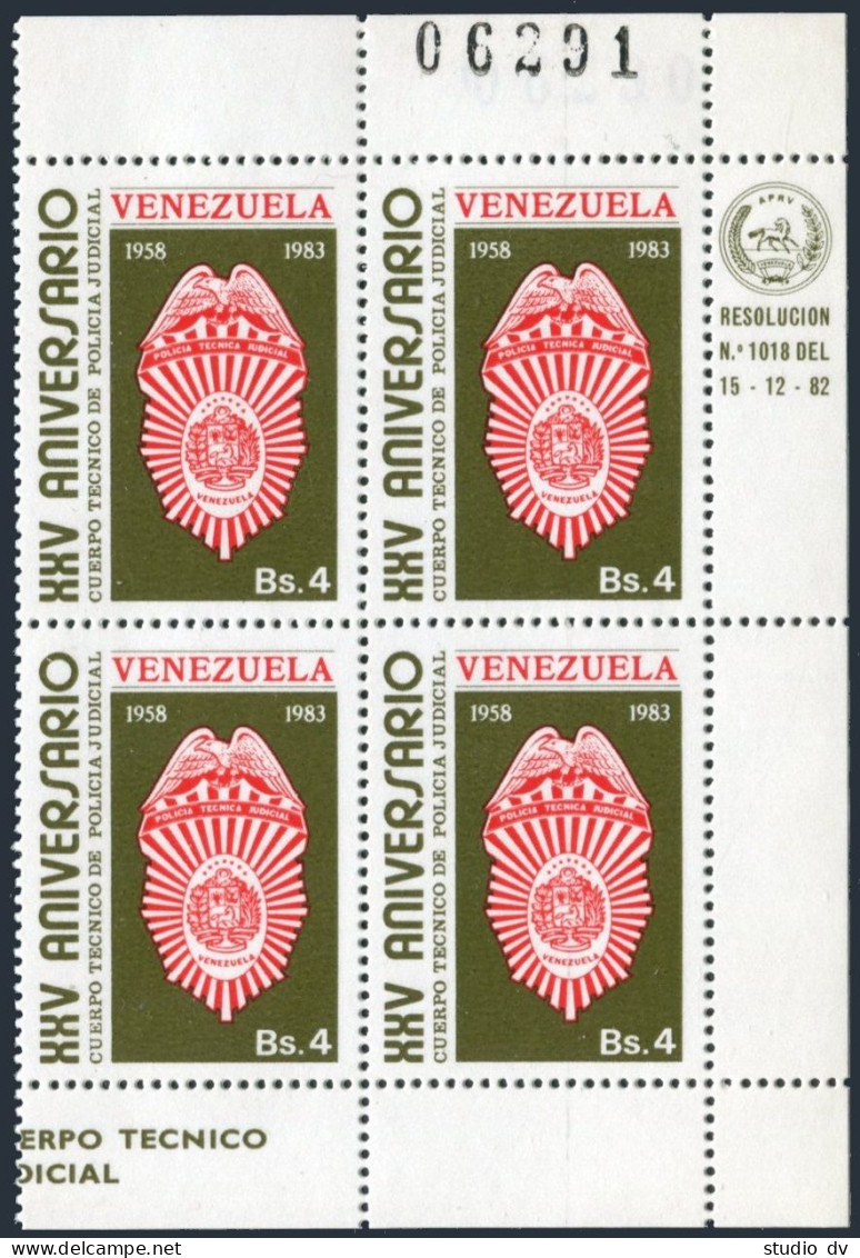 Venezuela 1288 Block/4,MNH.Mi 2223. Judicial Police Technical Department,1983. - Venezuela