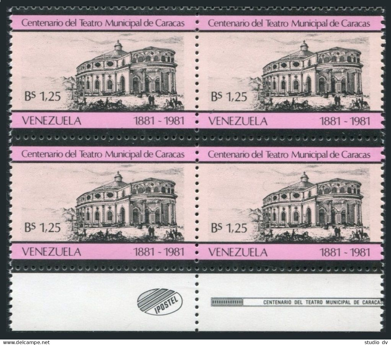 Venezuela 1246 Block/4,MNH.Mi 2171. Municipal Theater Of Caracas,centenary,1981. - Venezuela