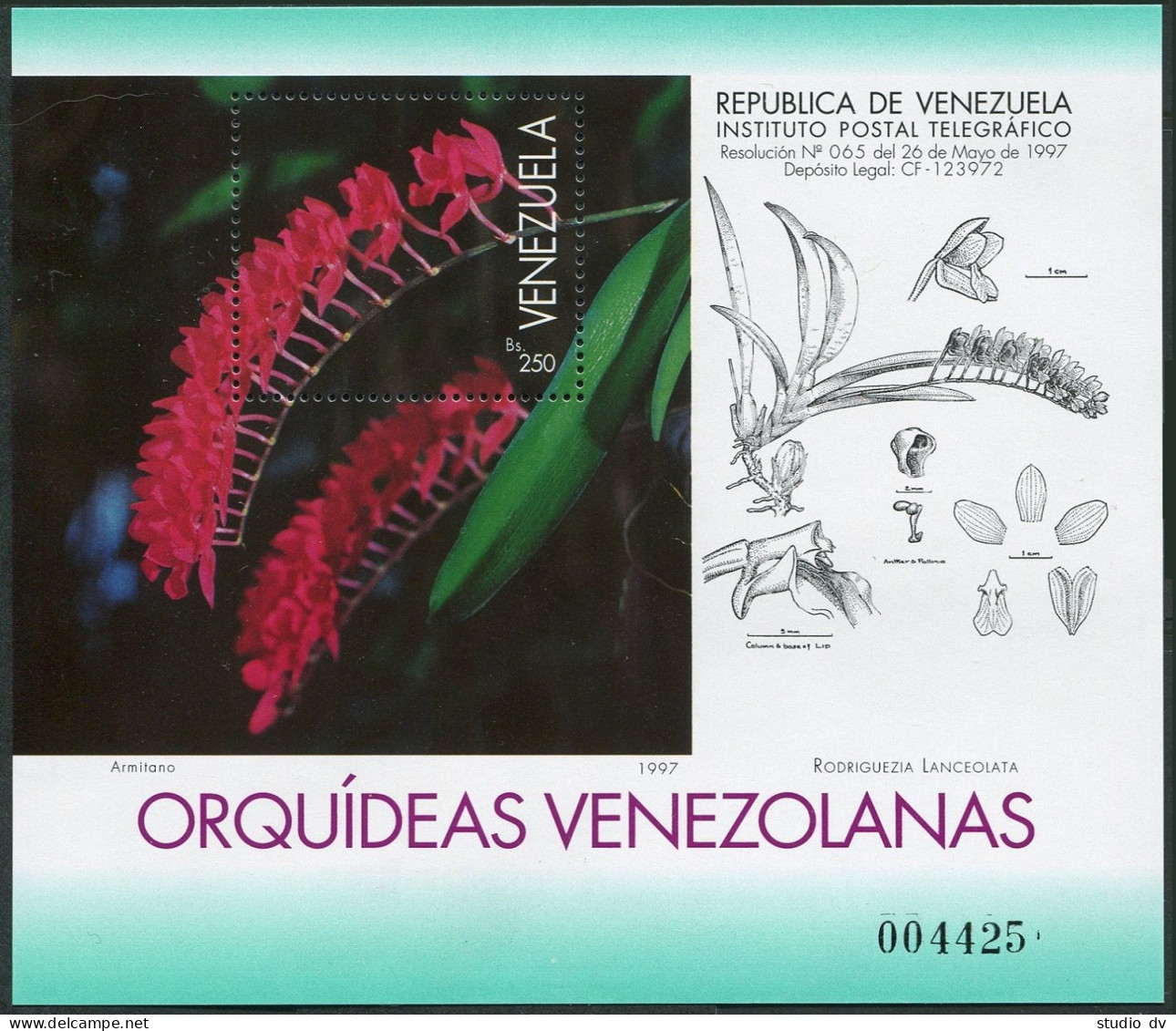 Venezuela 1563 Aj,1564 Sheets,MNH.Michel 3074-3083,Bl.. Orchids,1997. - Venezuela