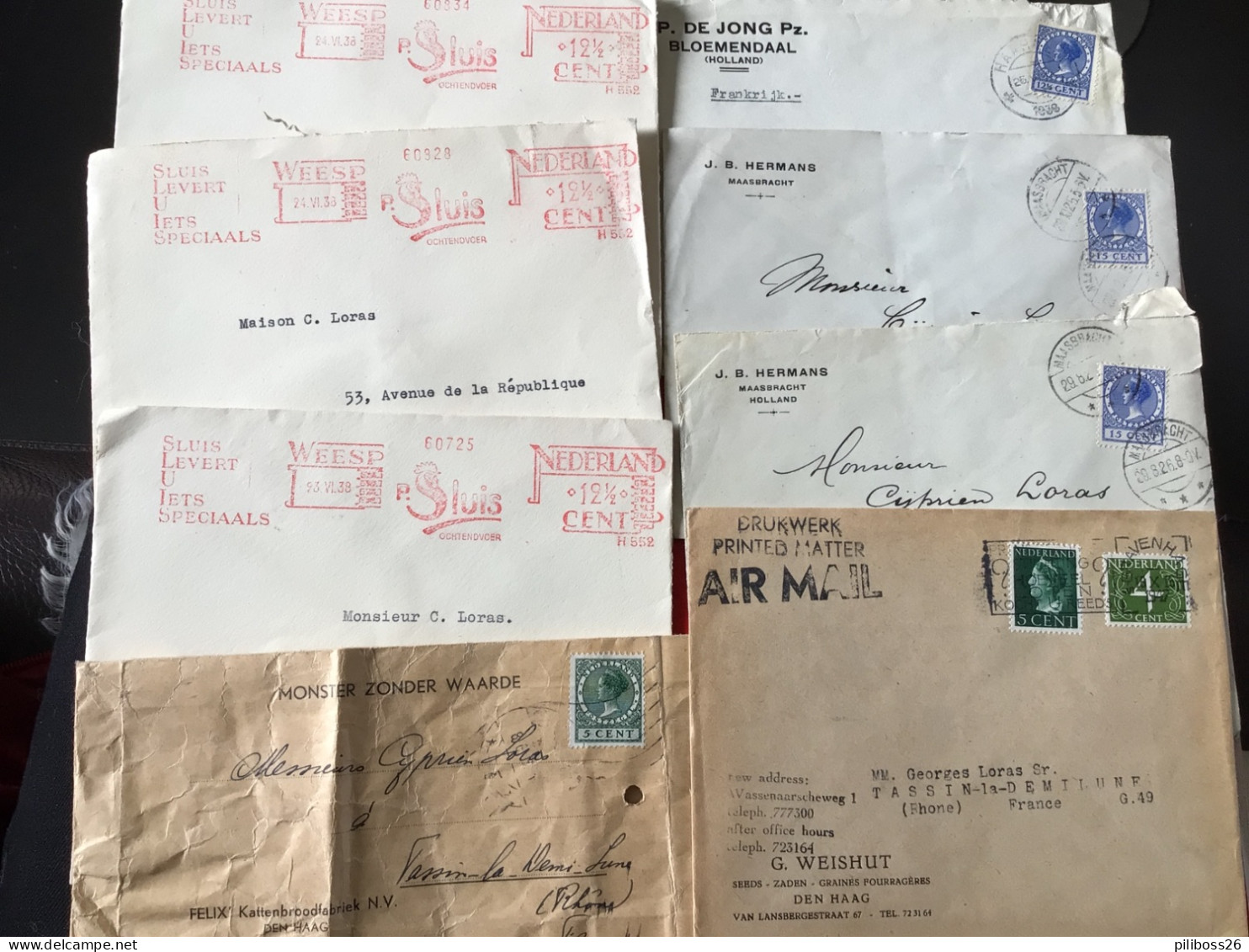 Lot Vielles Lettres Des Pays Bas A Destination De Tassin La Demi Lune , Affranchissement Divers , Mécanique , Par Avion - Covers & Documents